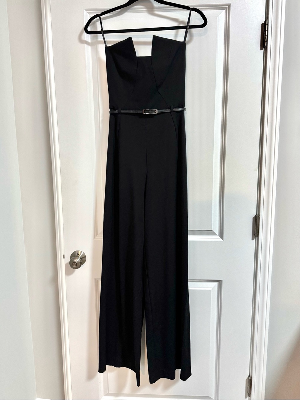 NWOT Black Halo Lena Strapless Wide-Leg Belted Jumpsuit Size 0